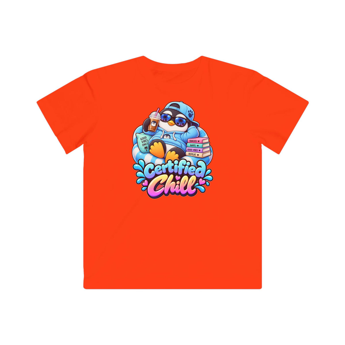 Kids "Certified Chill" T-Shirt — Relaxed Penguin Graphic Tee