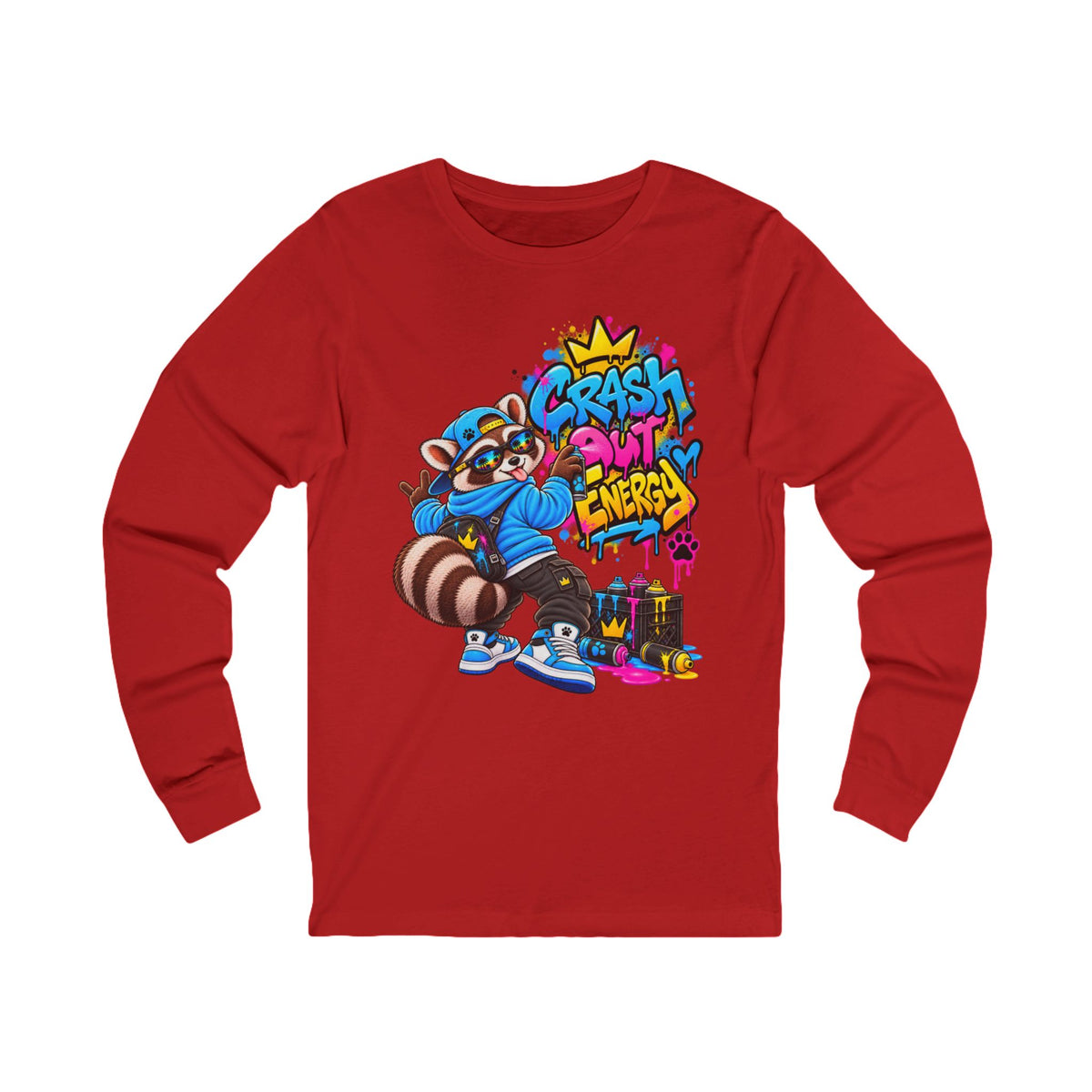 Crash Out Energy Raccoon Long Sleeve Tee
