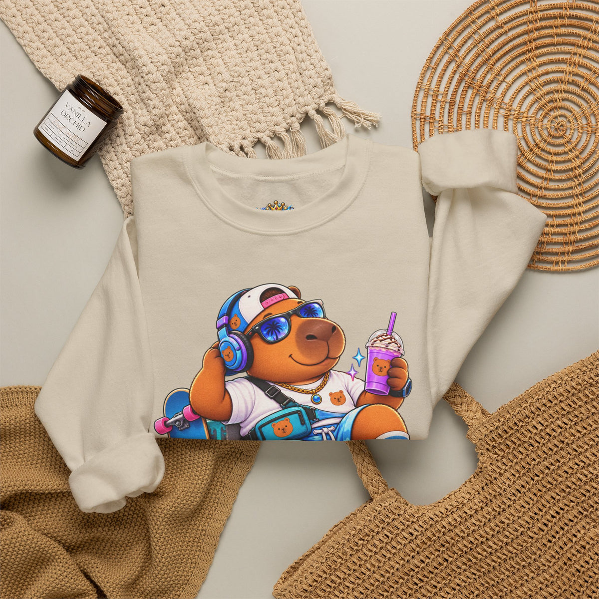 Sonny Capybara Graphic Sweatshirt — "Low Key Slayin' It"
