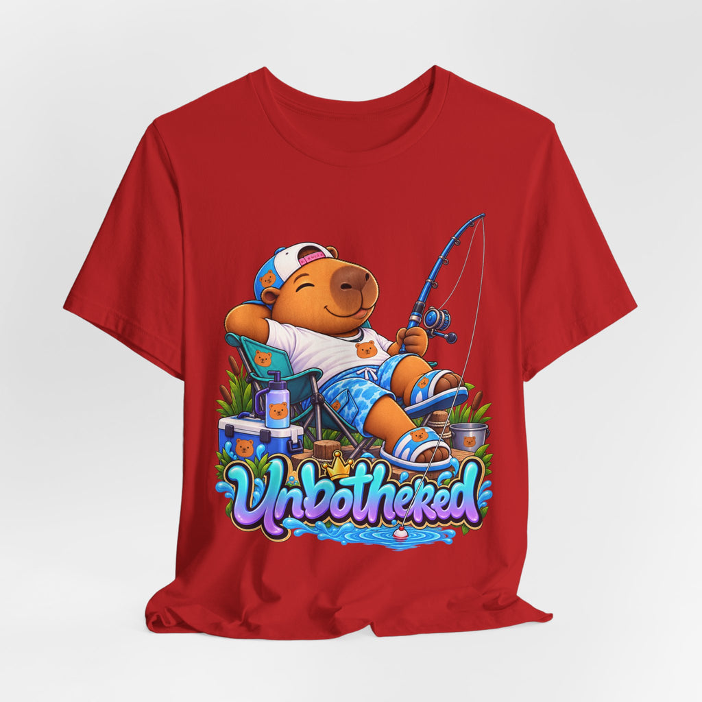 Unbothered Fishing Capybara Tee — Relaxed Vacation Vibes Graphic T-Shirt