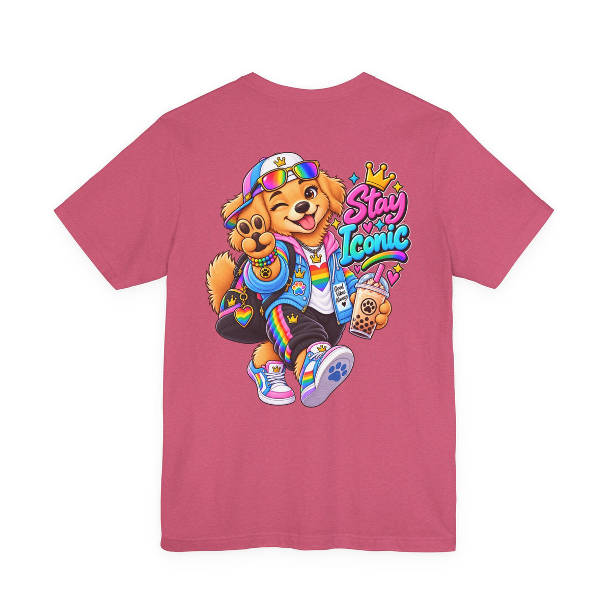 Cute Cartoon Big Personality Dog Tee — Trendy Boba Lover Graphic T-Shirt