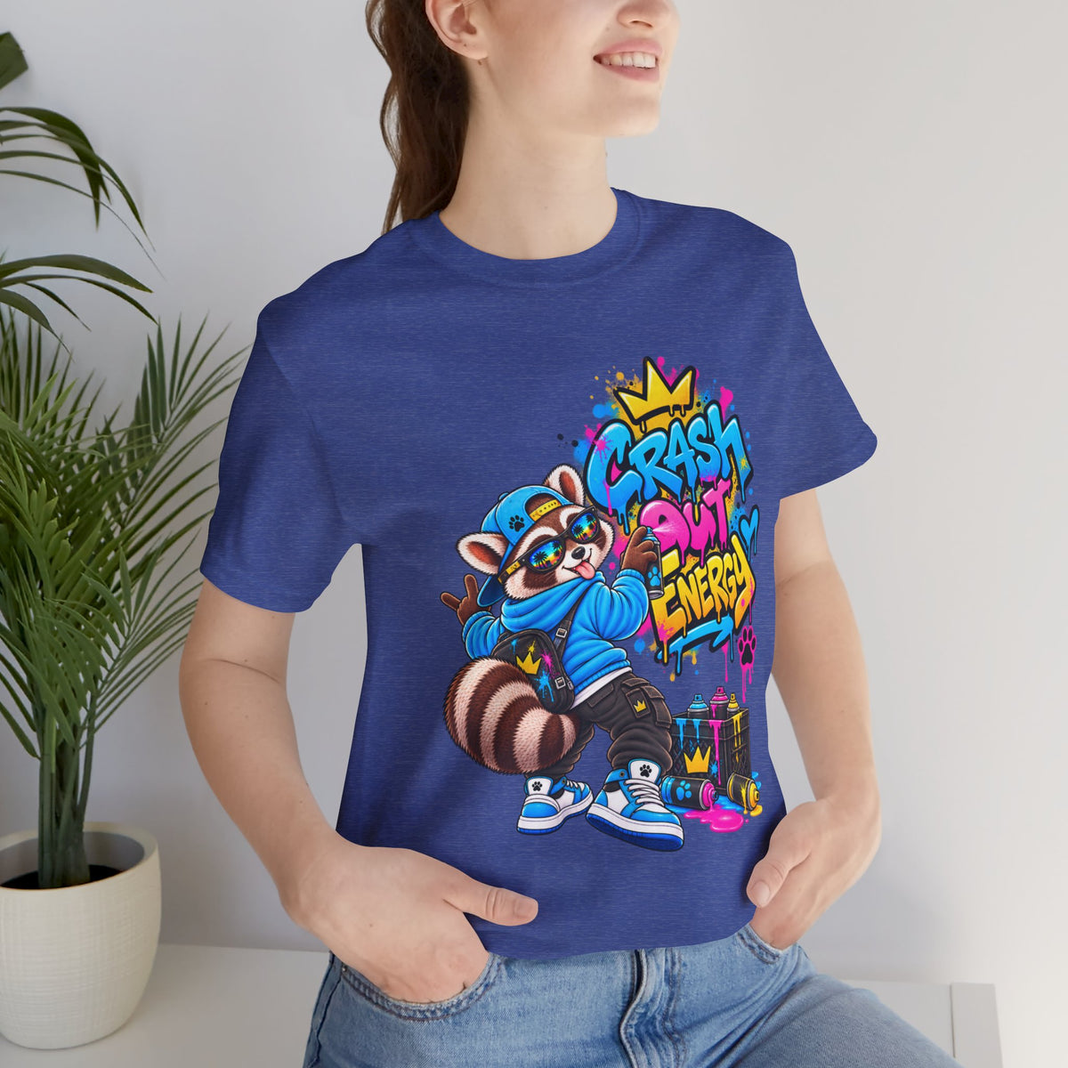Graphic Tee — 'Crash Out Energy' Streetwear Raccoon Graffiti Shirt