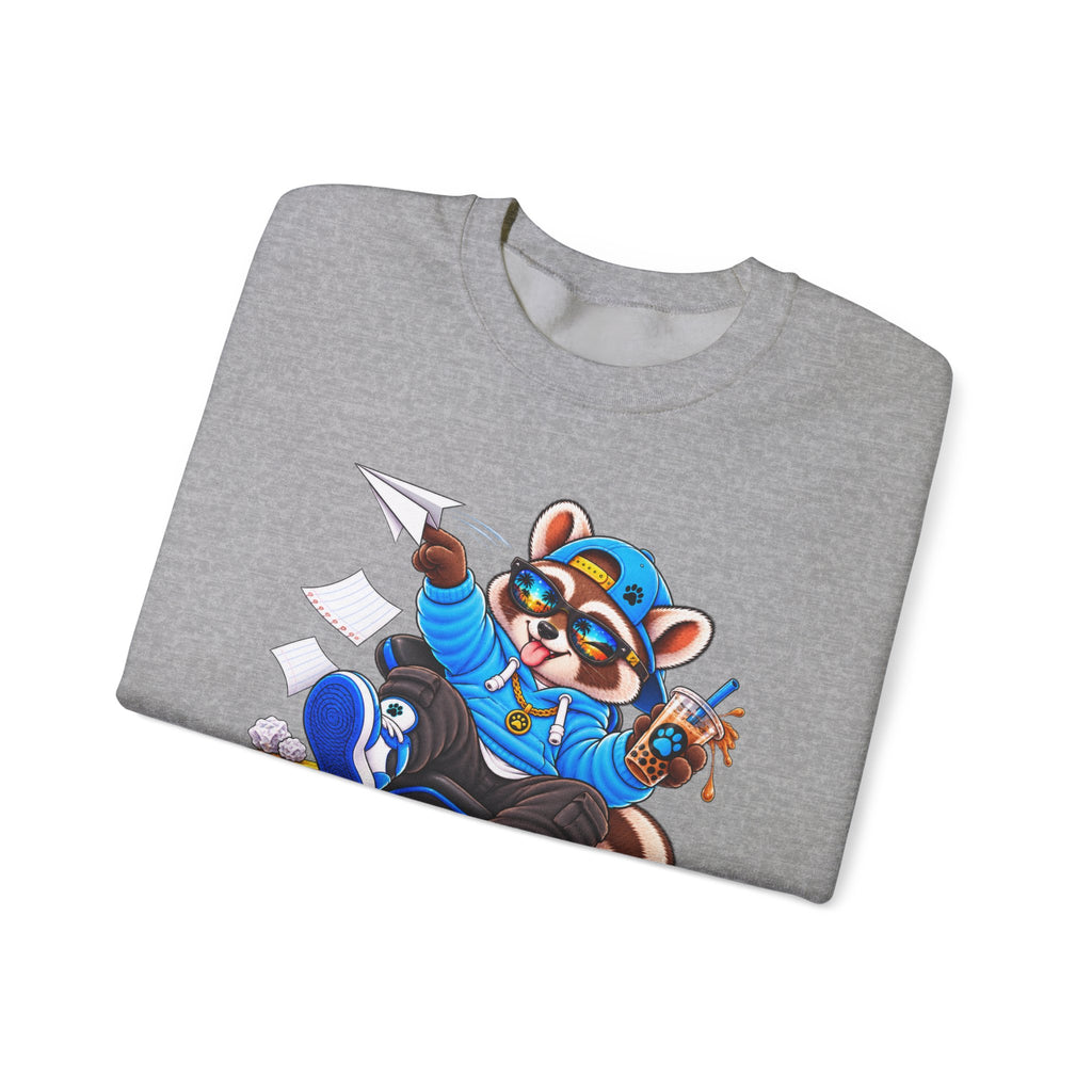 Mischievous Raccoon Crewneck Sweatshirt — Cute Kawaii Cartoon Graphic