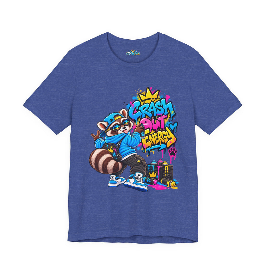 Graphic Tee — 'Crash Out Energy' Streetwear Raccoon Graffiti Shirt
