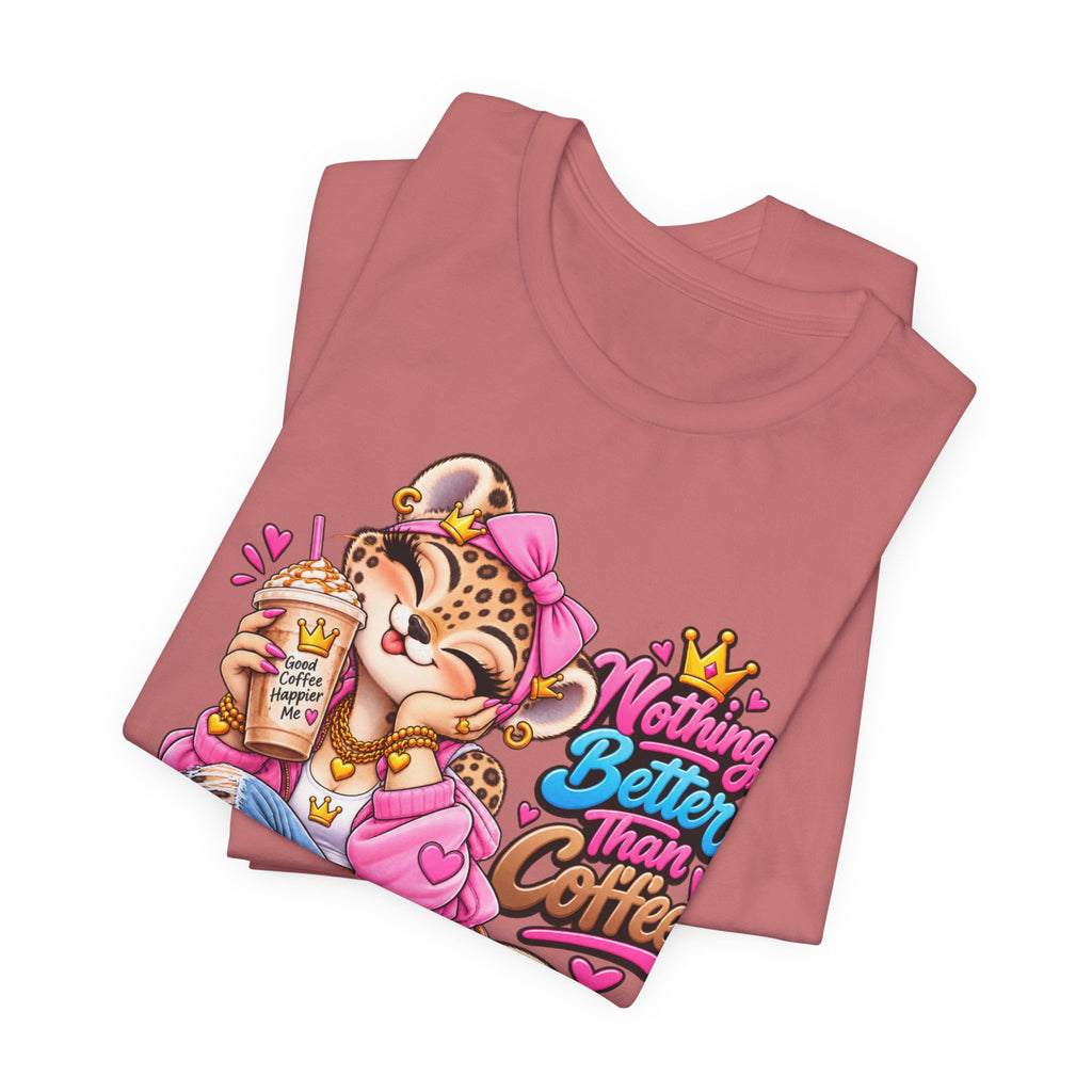 Cute Kawaii Leopard Graphic Tee — Retro Cartoon Chest Print