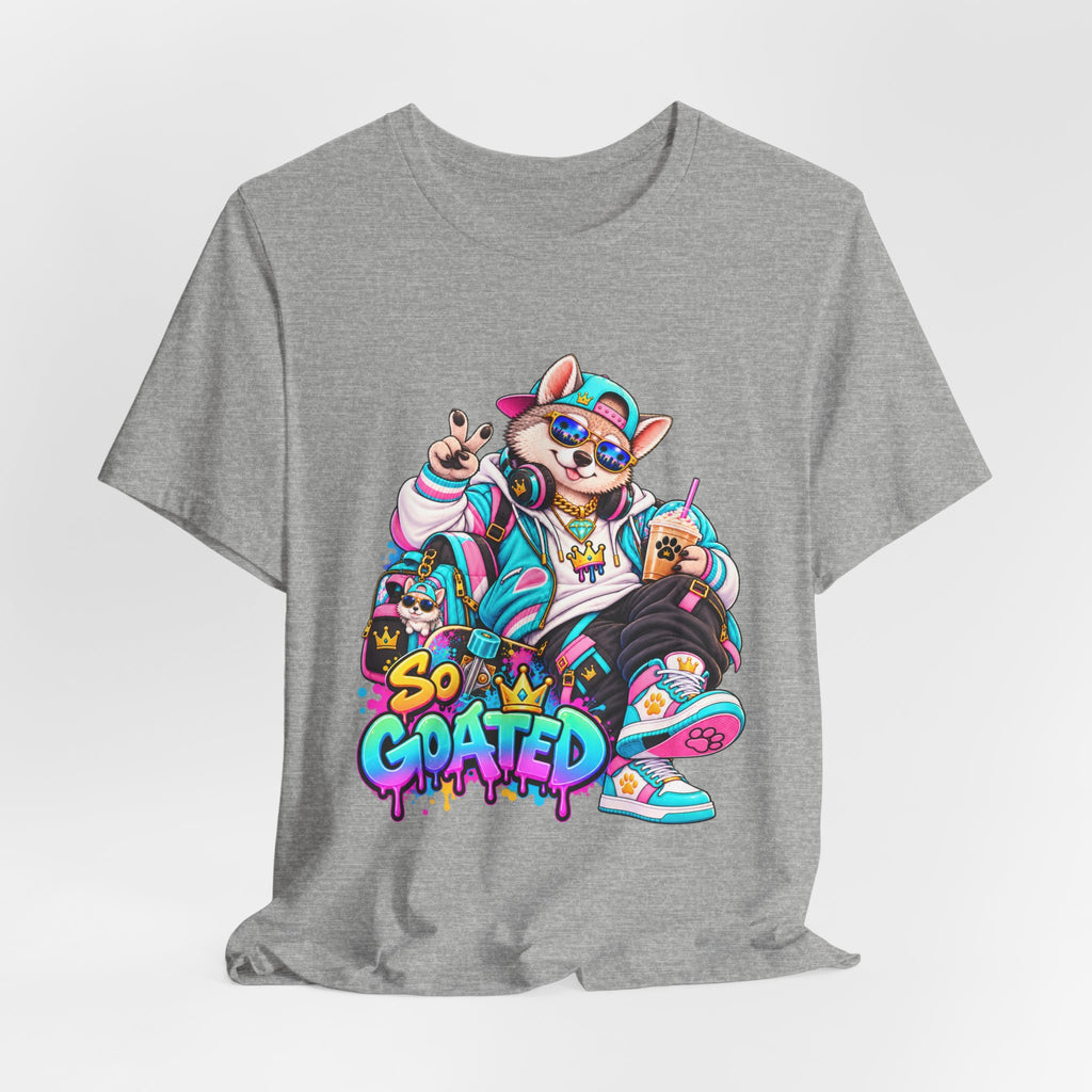 So Goated Husky with Drip T‑Shirt — Retro Skate Dog Graphic Tee