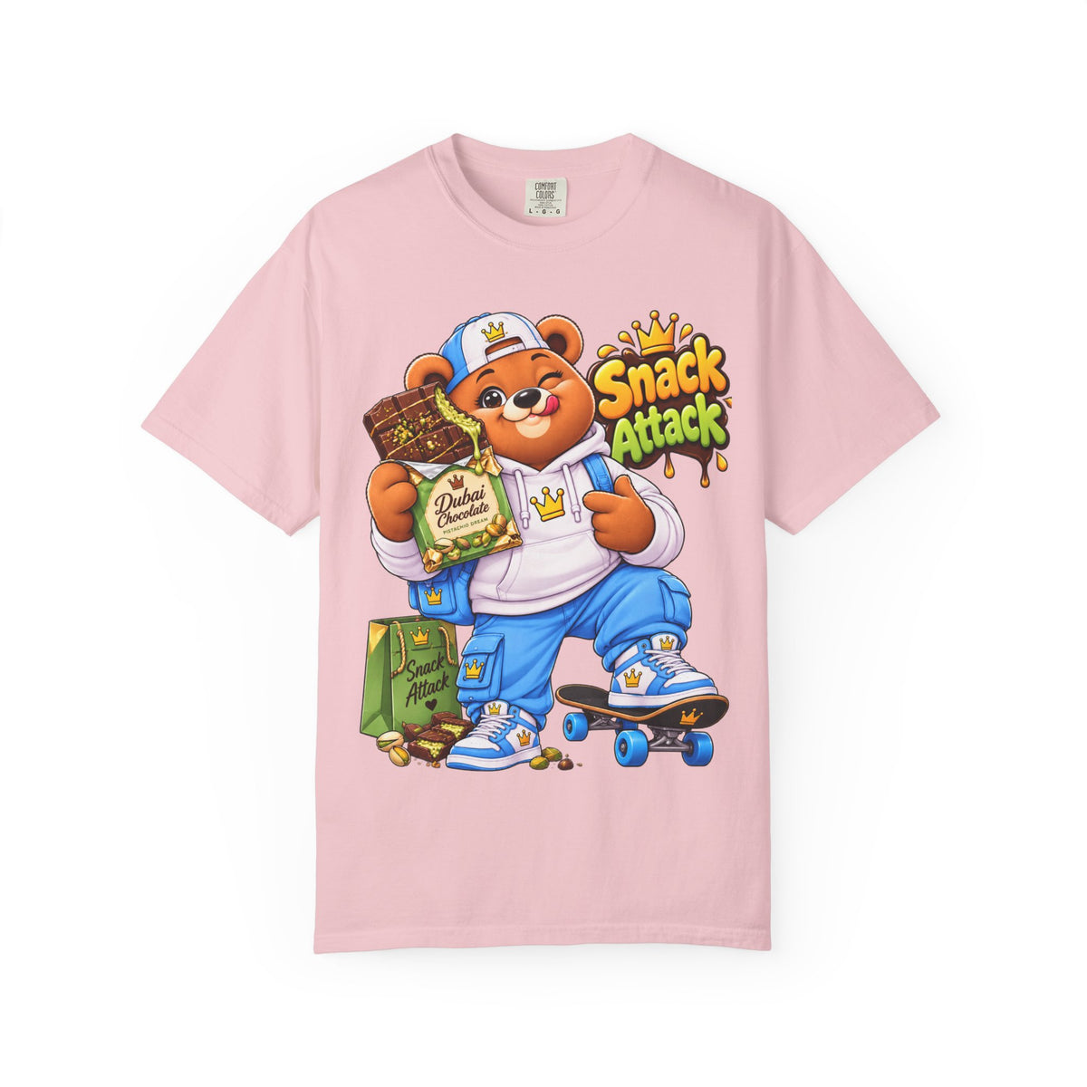 Snack Attack Bear T-Shirt — Cute Skateboarder Graphic Tee