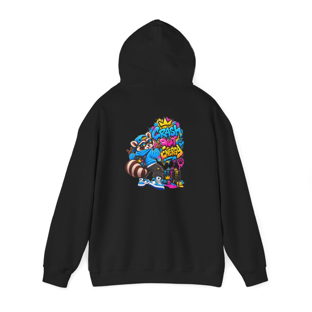 Raccoon Street Art Hoodie – 'Bright Energy' Graffiti Graphic Sweatshirt
