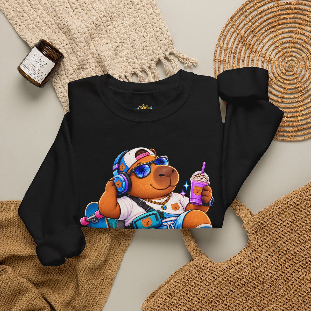 Sonny Capybara Graphic Sweatshirt — "Low Key Slayin' It"