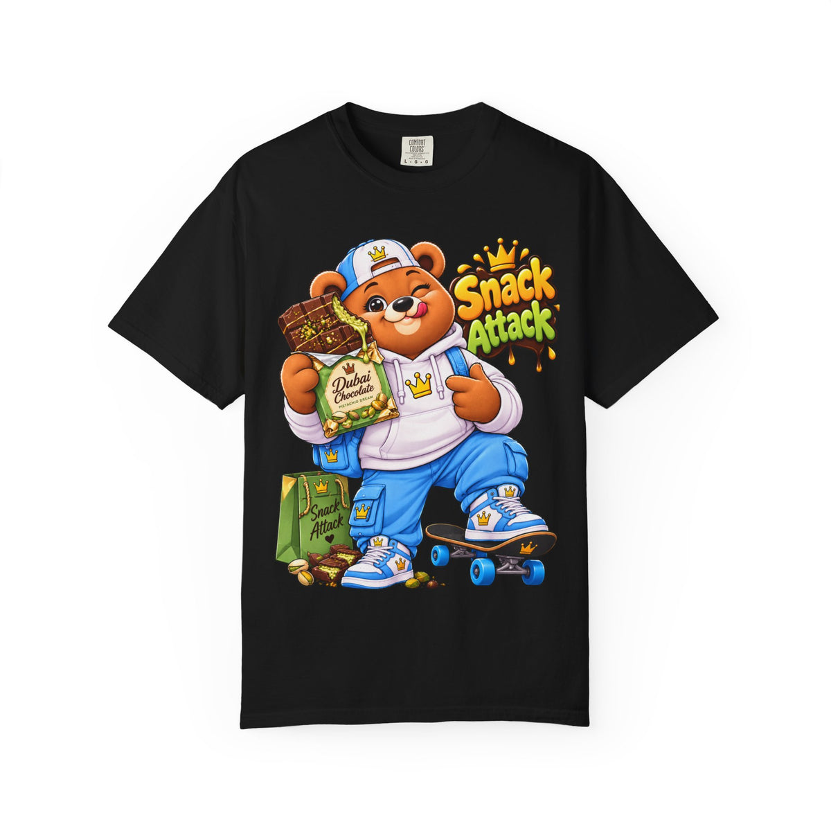 Snack Attack Bear T-Shirt — Cute Skateboarder Graphic Tee