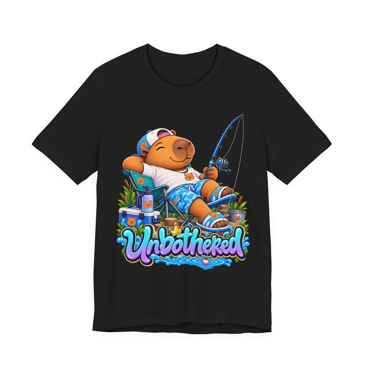 Unbothered Fishing Capybara Tee — Relaxed Vacation Vibes Graphic T-Shirt