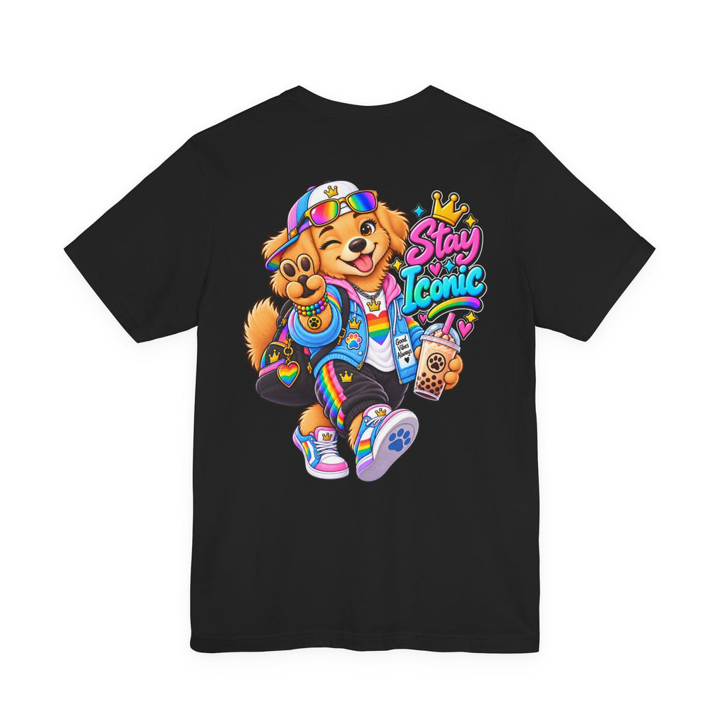 Cute Cartoon Big Personality Dog Tee — Trendy Boba Lover Graphic T-Shirt