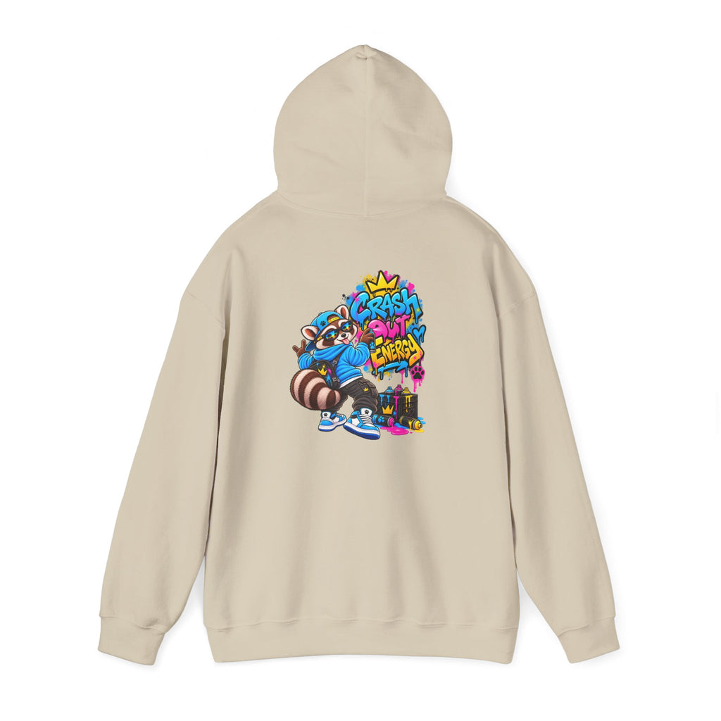 Raccoon Street Art Hoodie – 'Bright Energy' Graffiti Graphic Sweatshirt
