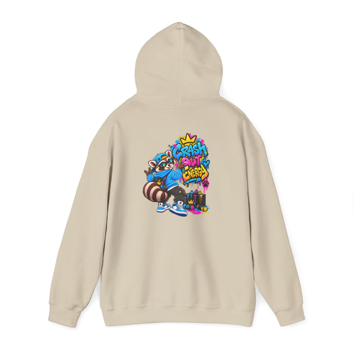 Raccoon Street Art Hoodie – 'Bright Energy' Graffiti Graphic Sweatshirt