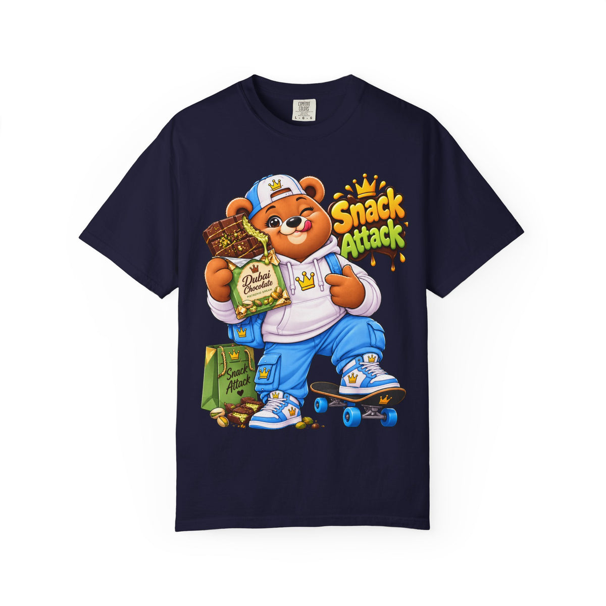 Snack Attack Bear T-Shirt — Cute Skateboarder Graphic Tee