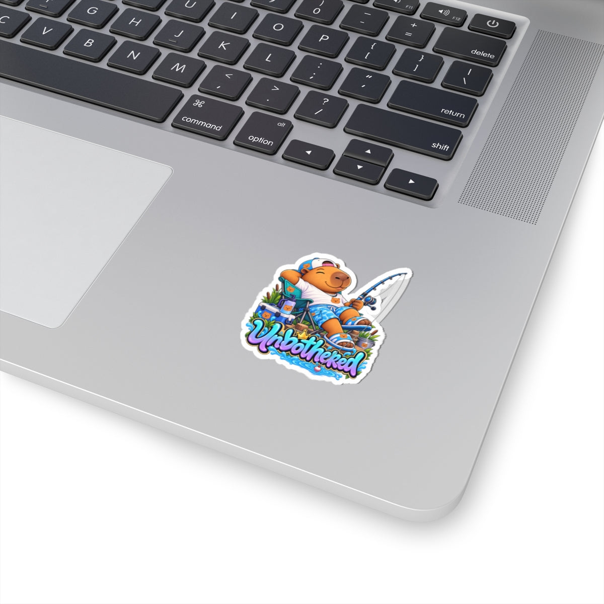 Unbothered Relaxing Capybara Fishing Sticker