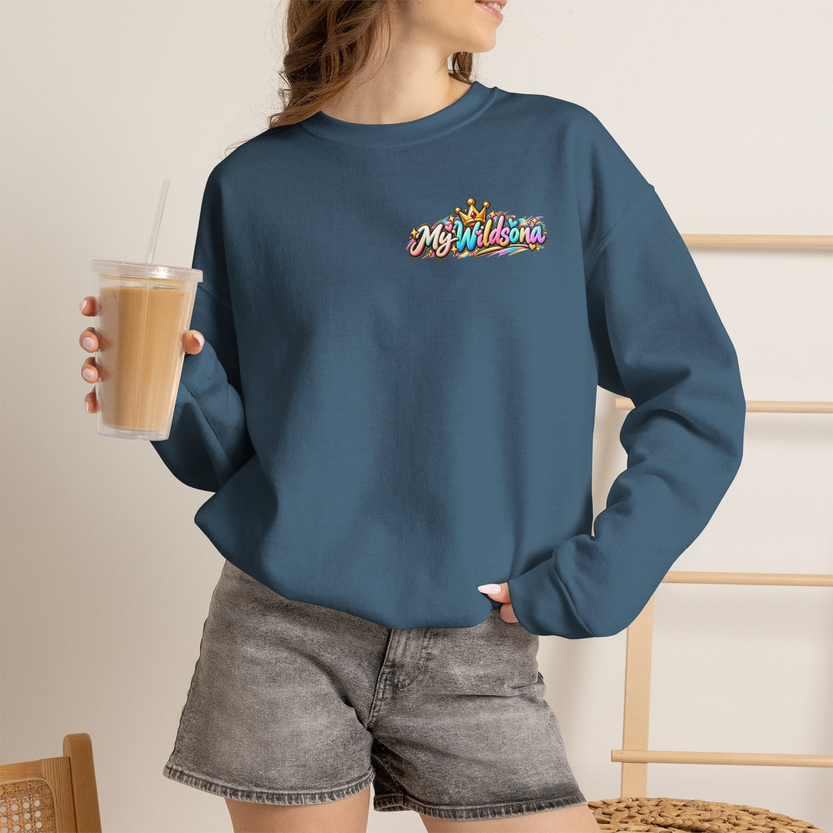 Graphic Sweatshirt — 'My Wildsona' Cute Colorful Dog with Big Personality Character Crewneck