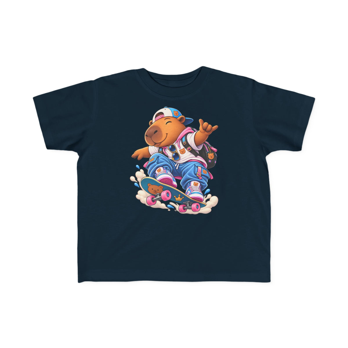 Toddler Capybara Skate T-Shirt — Cute Skateboarding Capybara Tee for Kids