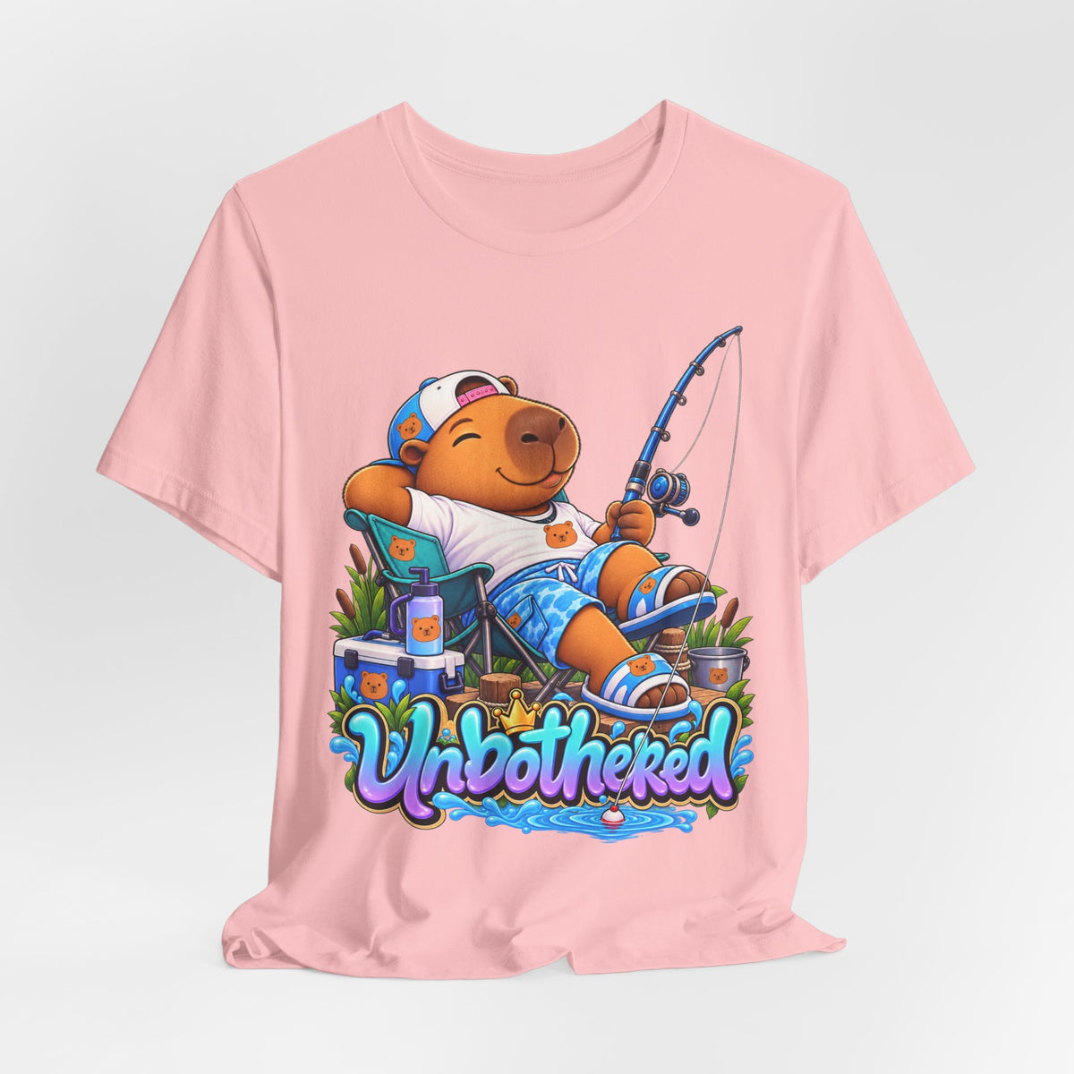 Unbothered Fishing Capybara Tee — Relaxed Vacation Vibes Graphic T-Shirt