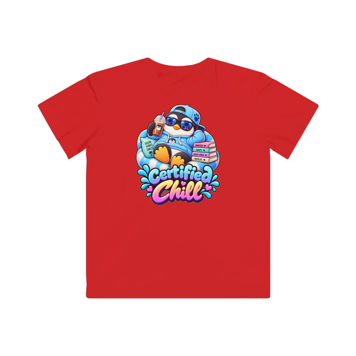 Kids "Certified Chill" T-Shirt — Relaxed Penguin Graphic Tee