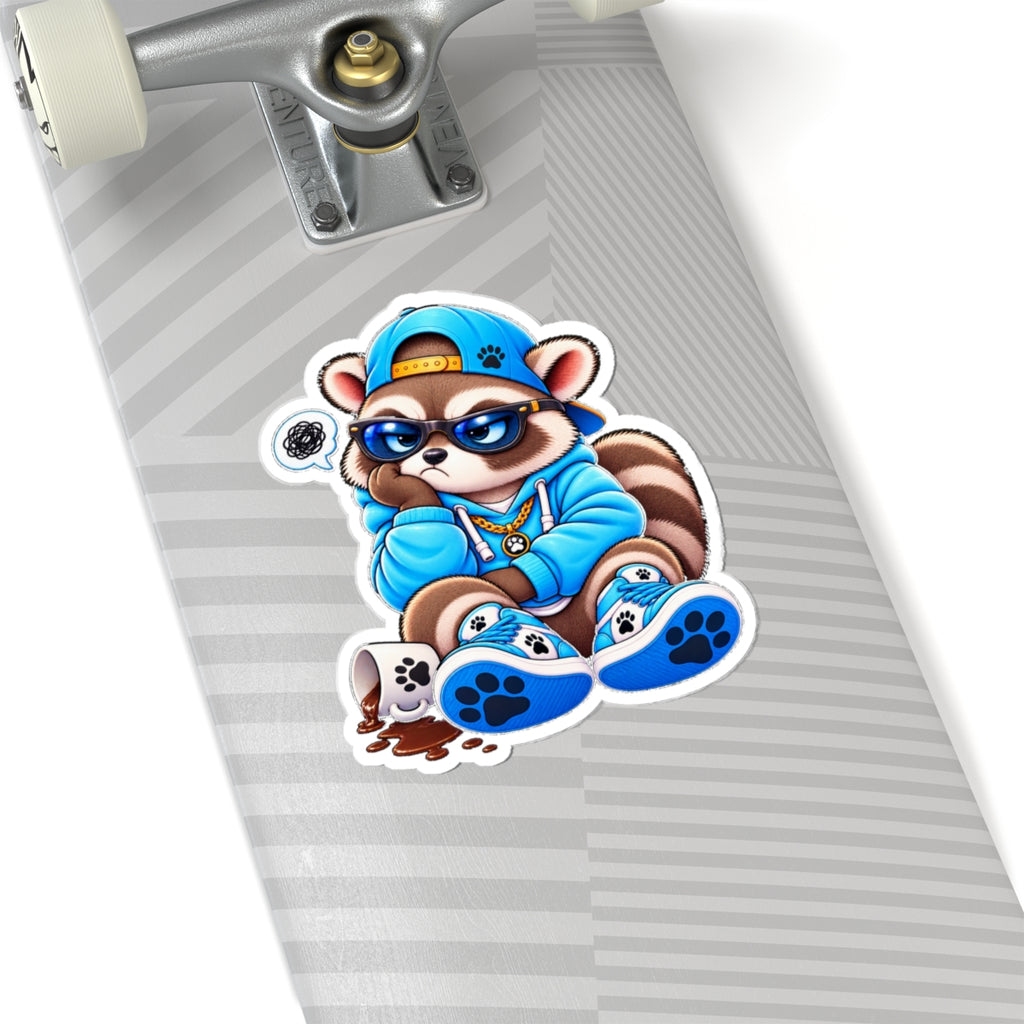 Cute Raccoon Detective Kiss-Cut Sticker — Vinyl Laptop Decal