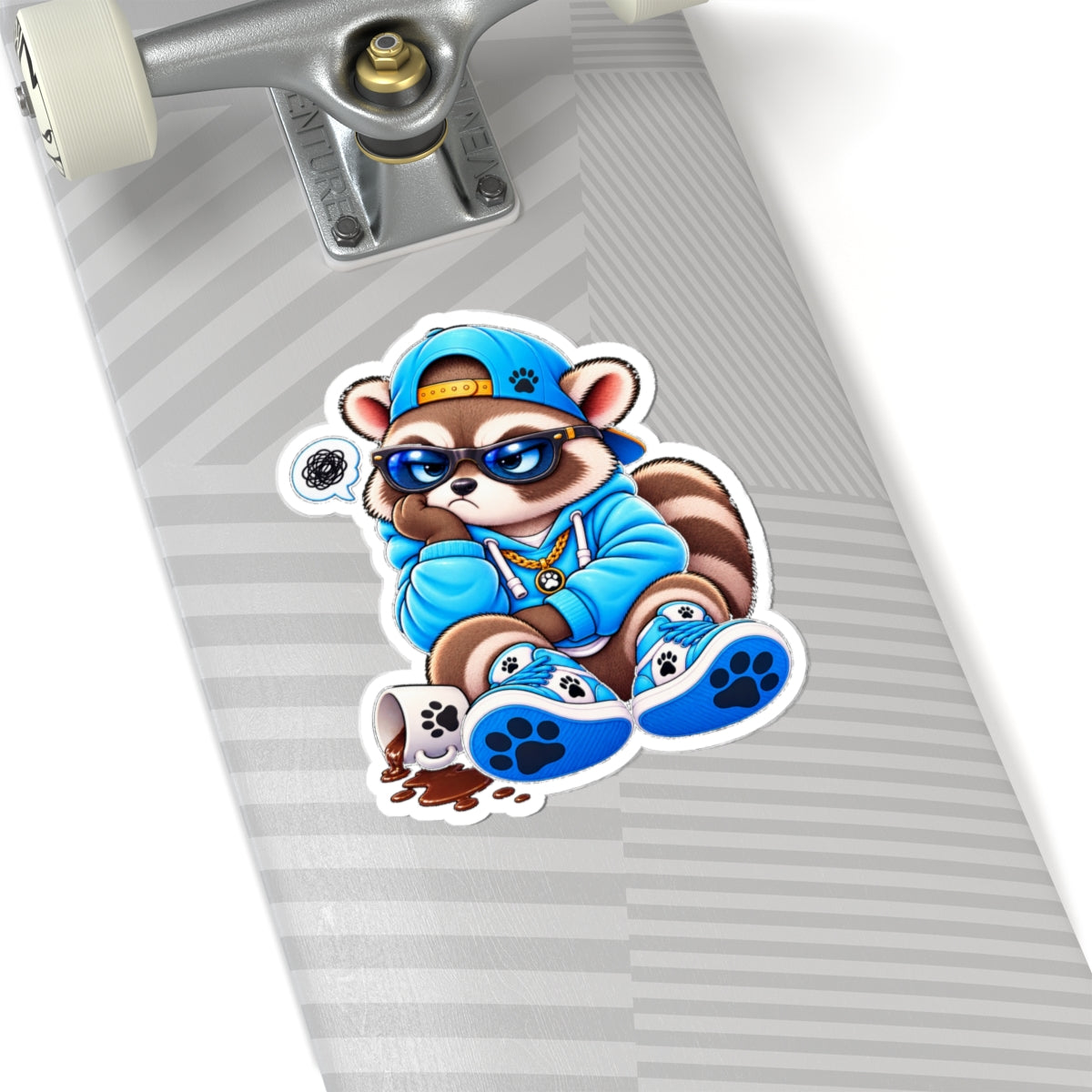 Cute Raccoon Detective Kiss-Cut Sticker — Vinyl Laptop Decal