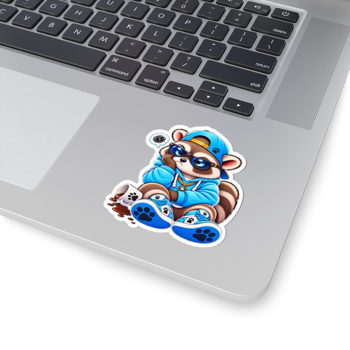 Cute Raccoon Detective Kiss-Cut Sticker — Vinyl Laptop Decal