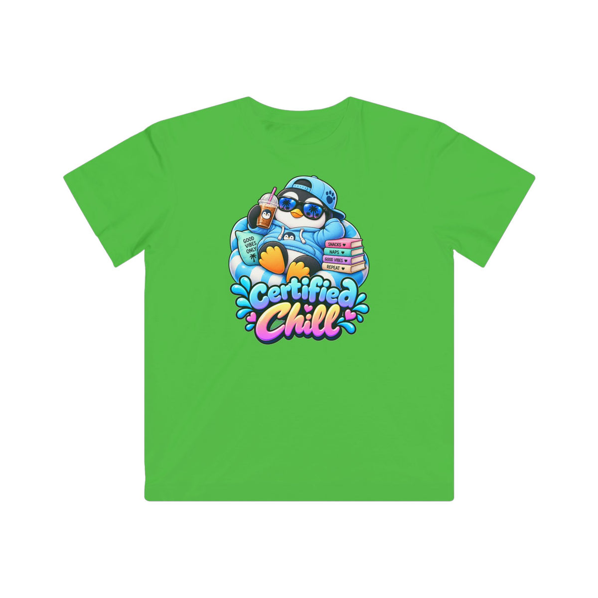 Kids "Certified Chill" T-Shirt — Relaxed Penguin Graphic Tee