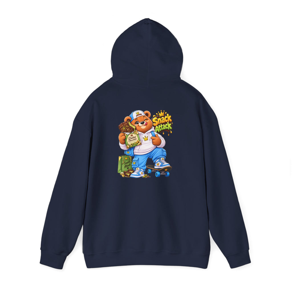 Snack Attack Hoodie — Streetwear Cartoon Foodie Bear Graphic Hooded Sweatshirt