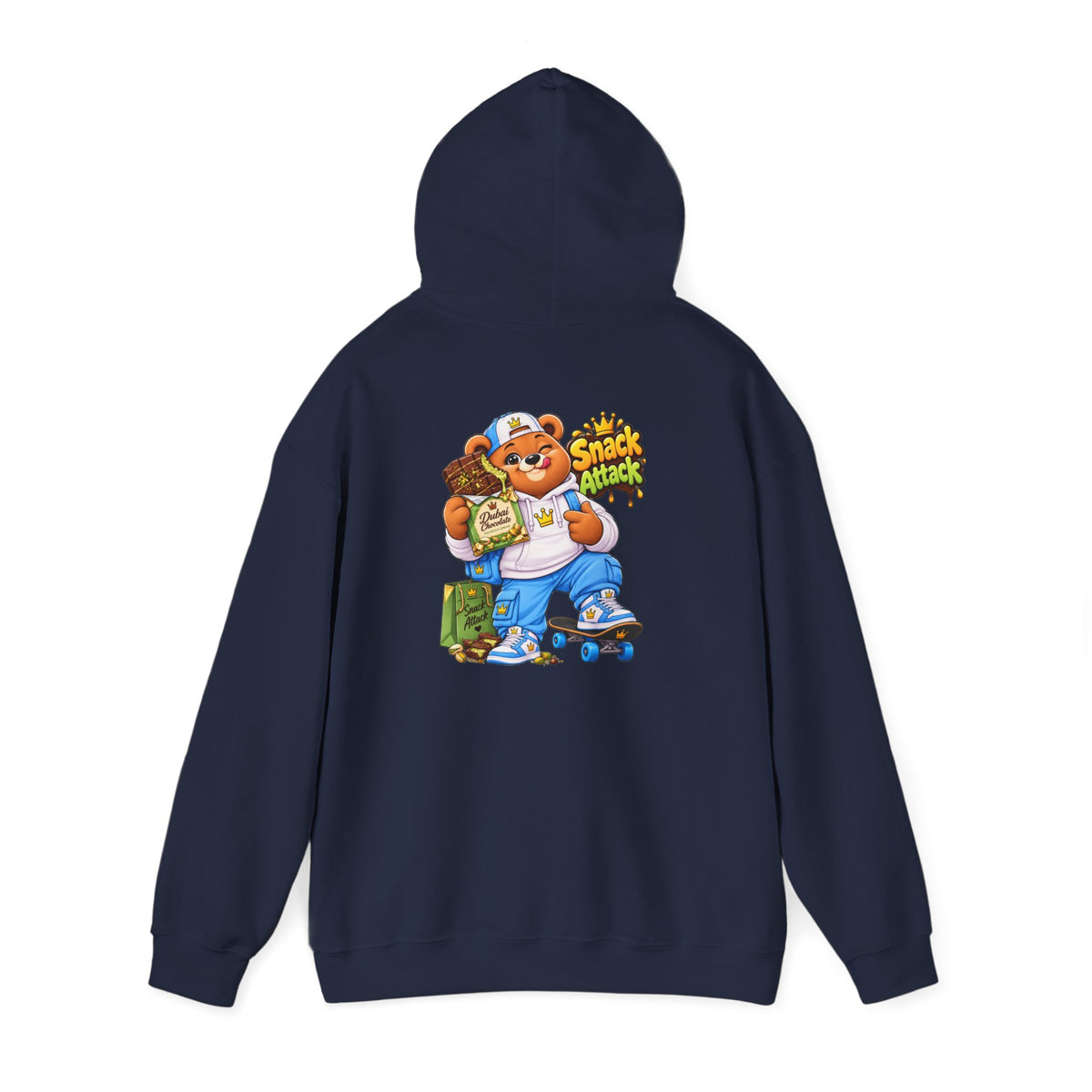Snack Attack Hoodie — Streetwear Cartoon Foodie Bear Graphic Hooded Sweatshirt