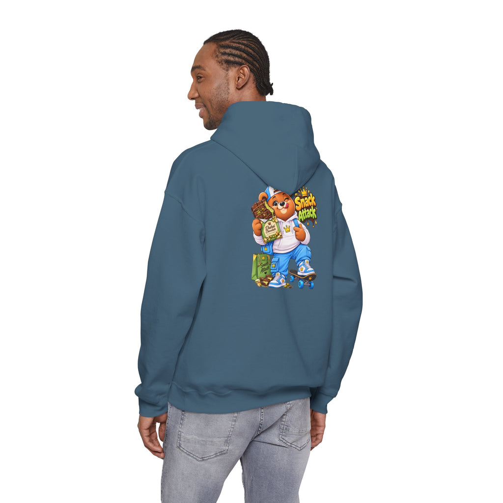 Snack Attack Hoodie — Streetwear Cartoon Foodie Bear Graphic Hooded Sweatshirt