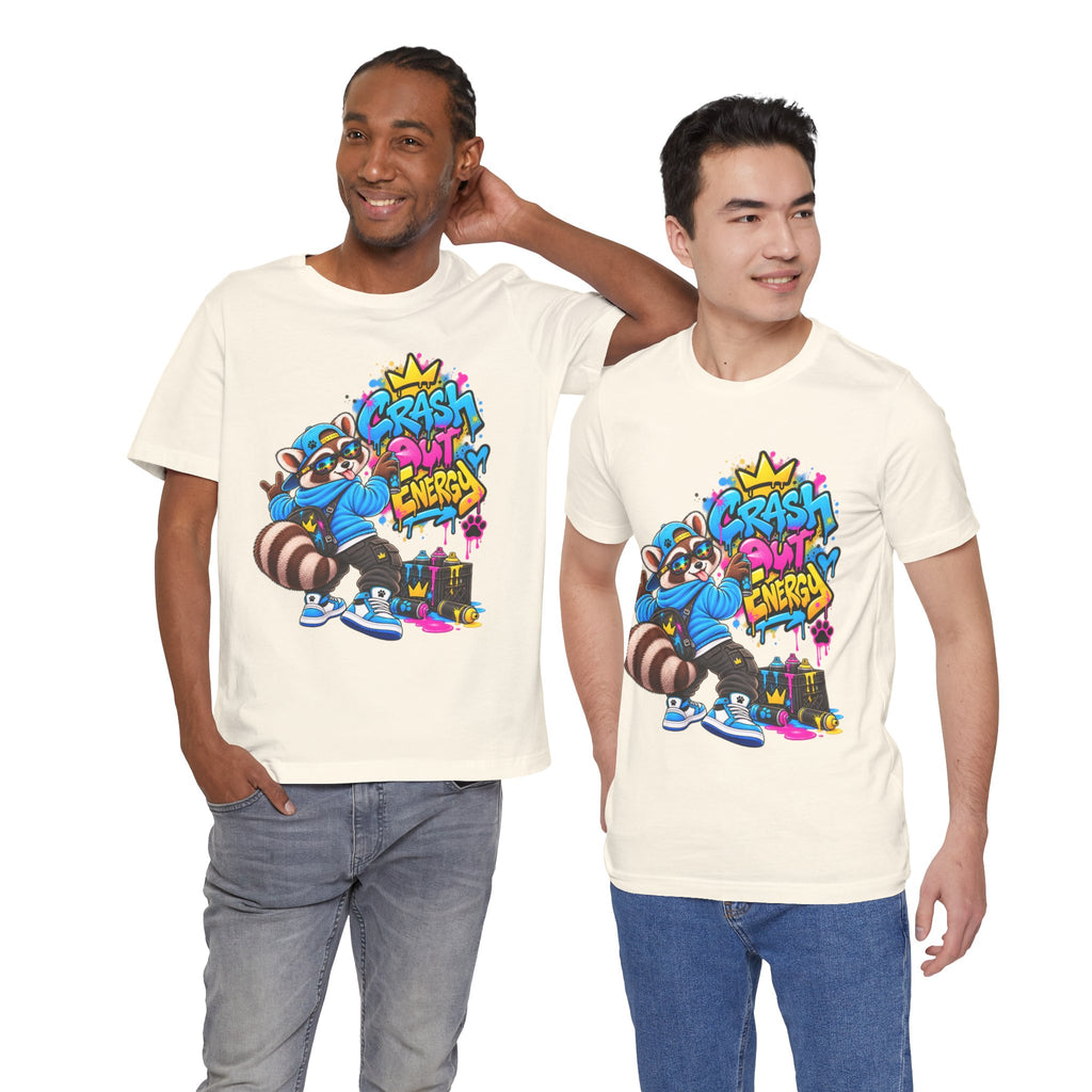 Graphic Tee — 'Crash Out Energy' Streetwear Raccoon Graffiti Shirt