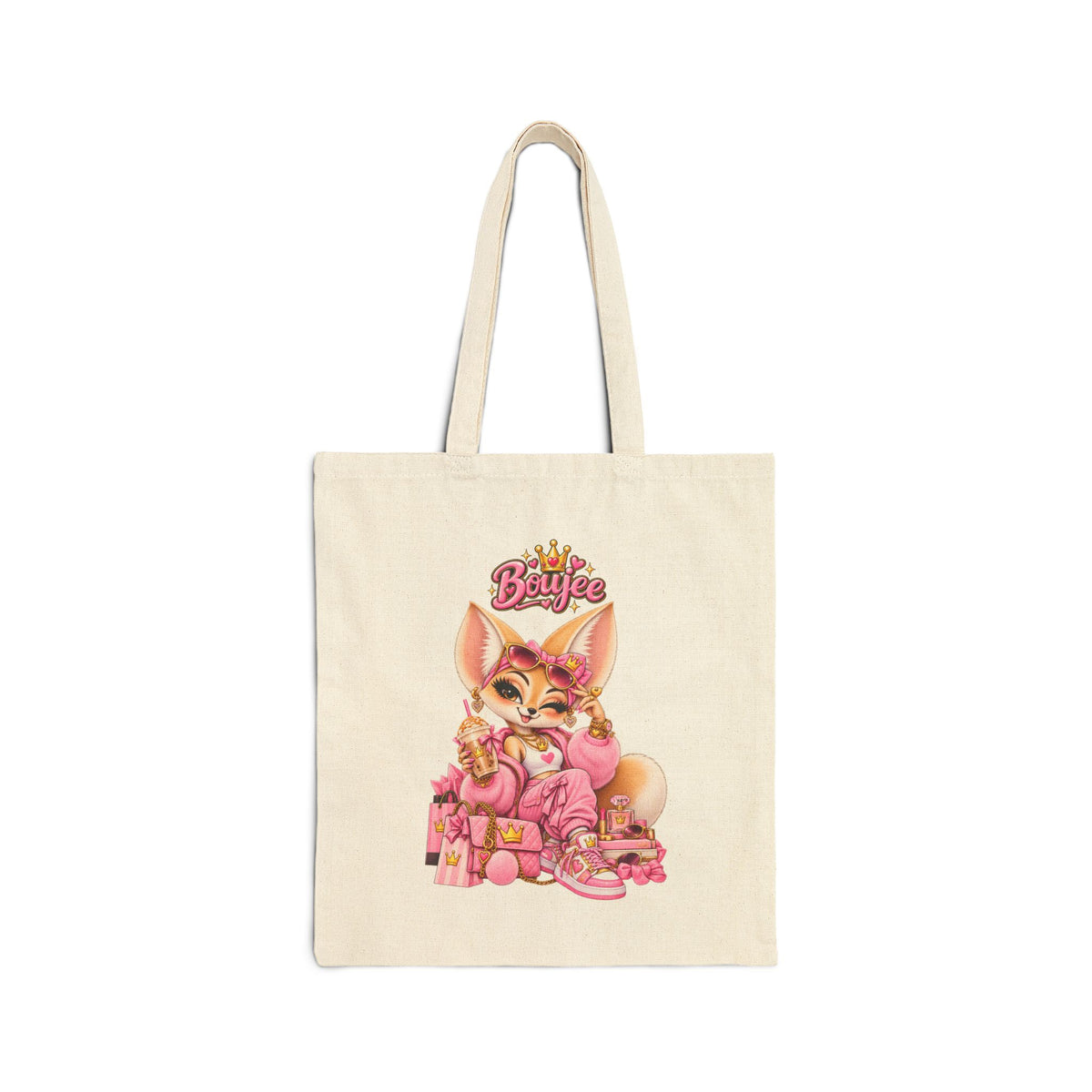 Cute Pink Fennec Fox 'Babe' Cotton Canvas Tote Bag