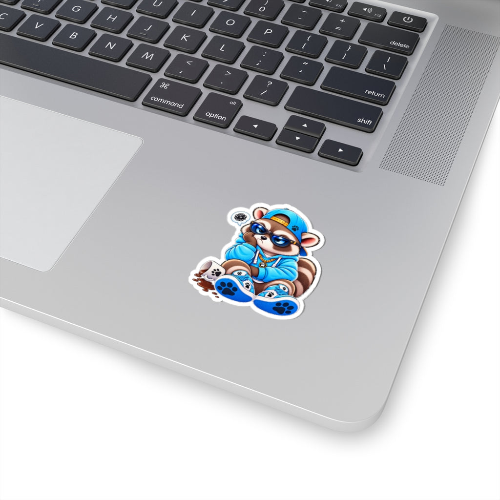 Cute Raccoon Detective Kiss-Cut Sticker — Vinyl Laptop Decal
