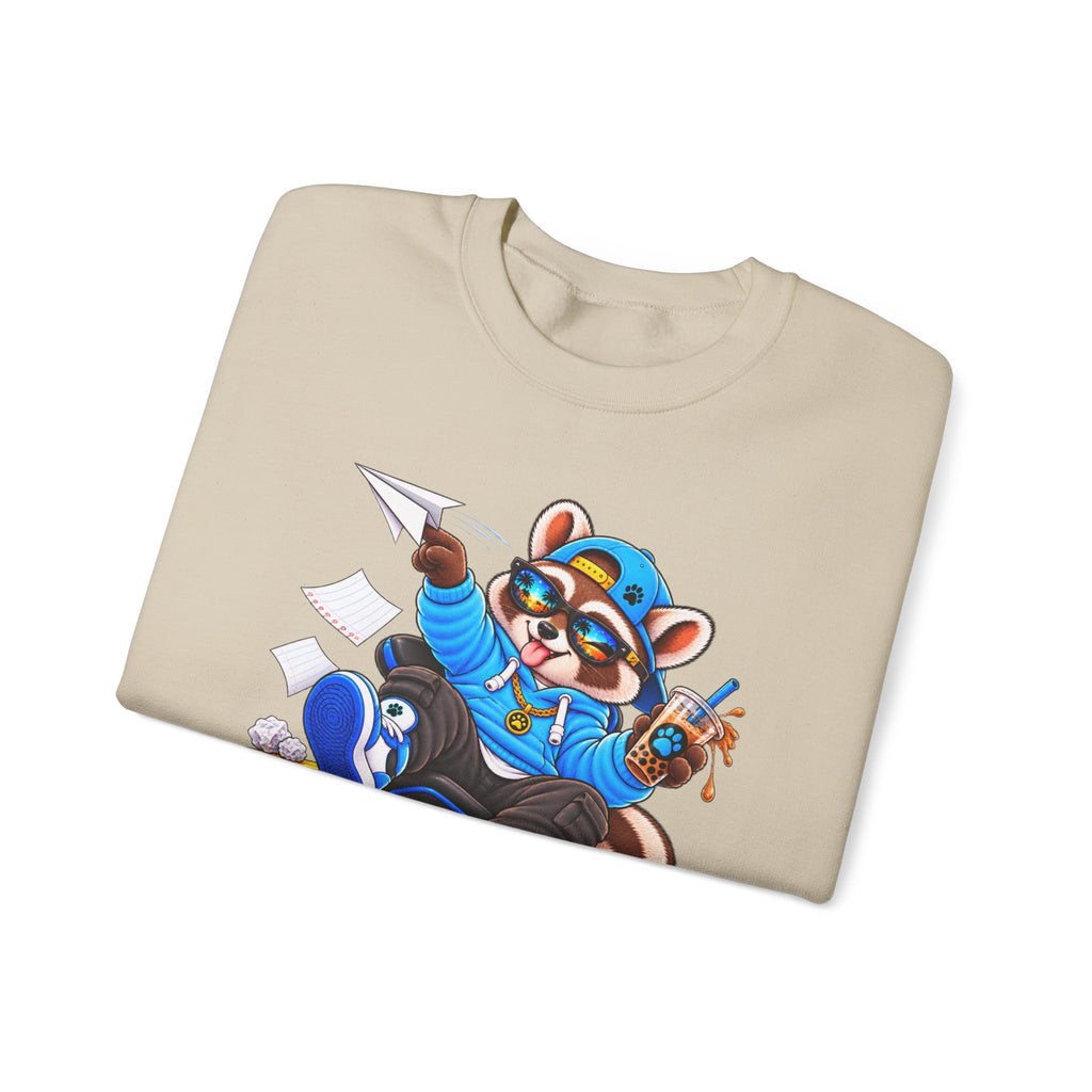 Mischievous Raccoon Crewneck Sweatshirt — Cute Kawaii Cartoon Graphic