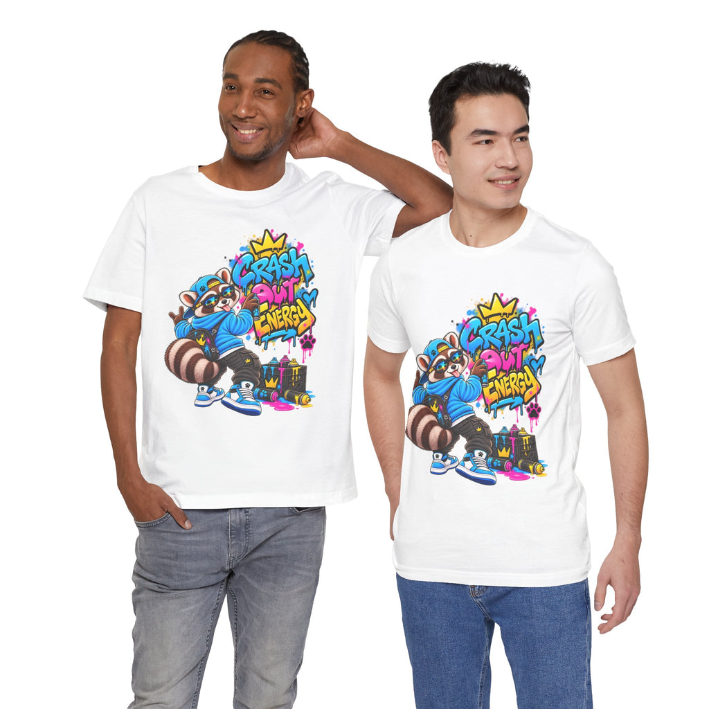 Graphic Tee — 'Crash Out Energy' Streetwear Raccoon Graffiti Shirt
