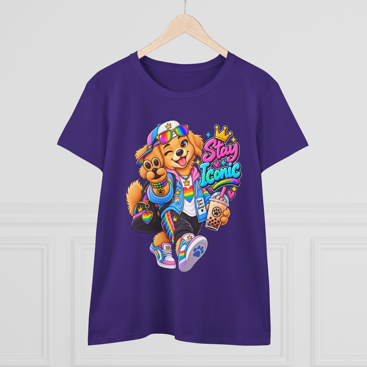 Stay Iconic Dog Graphic Tee — Cute Retro Teddy Bear Design
