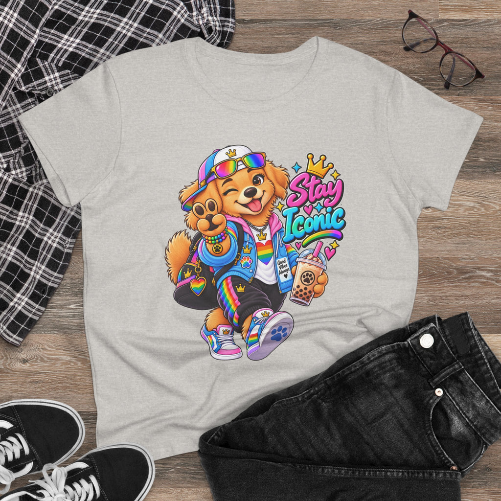 Stay Iconic Dog Graphic Tee — Cute Retro Teddy Bear Design