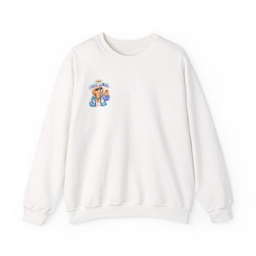 Crewneck Sweatshirt - Colorful Girl with Flower Crown Graphic