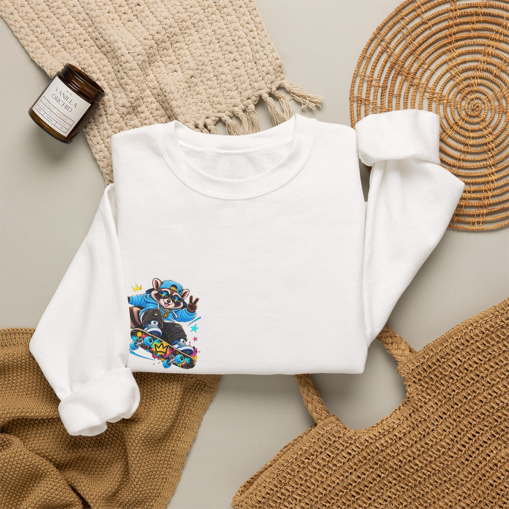 Whimsical Blue Cat Galaxy Crewneck Sweatshirt