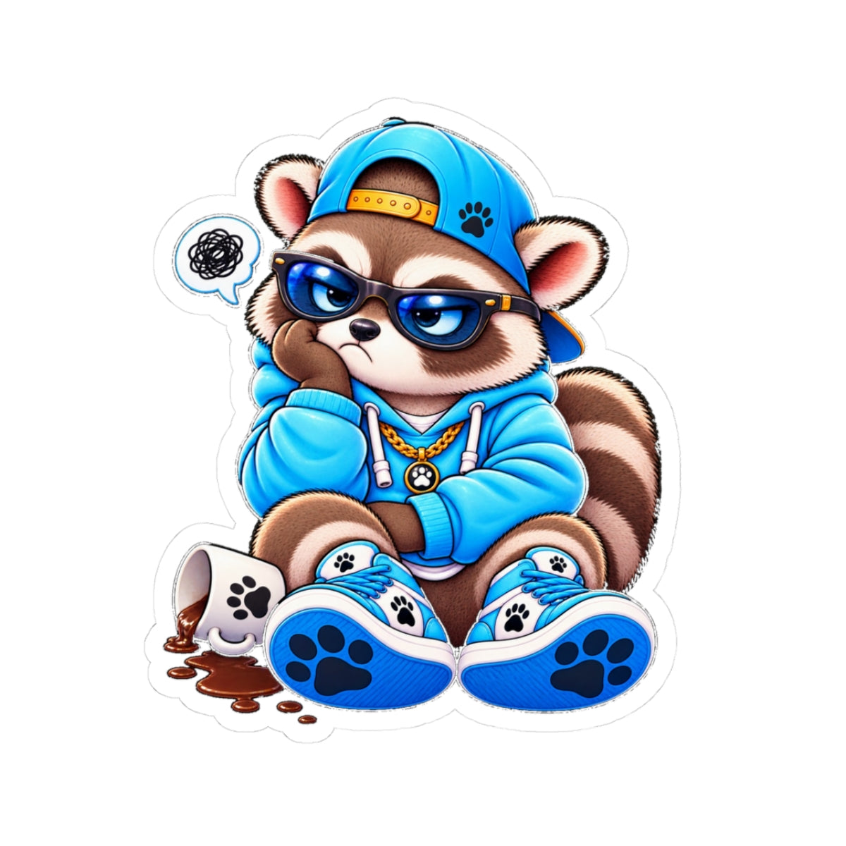 Cute Raccoon Detective Kiss-Cut Sticker — Vinyl Laptop Decal