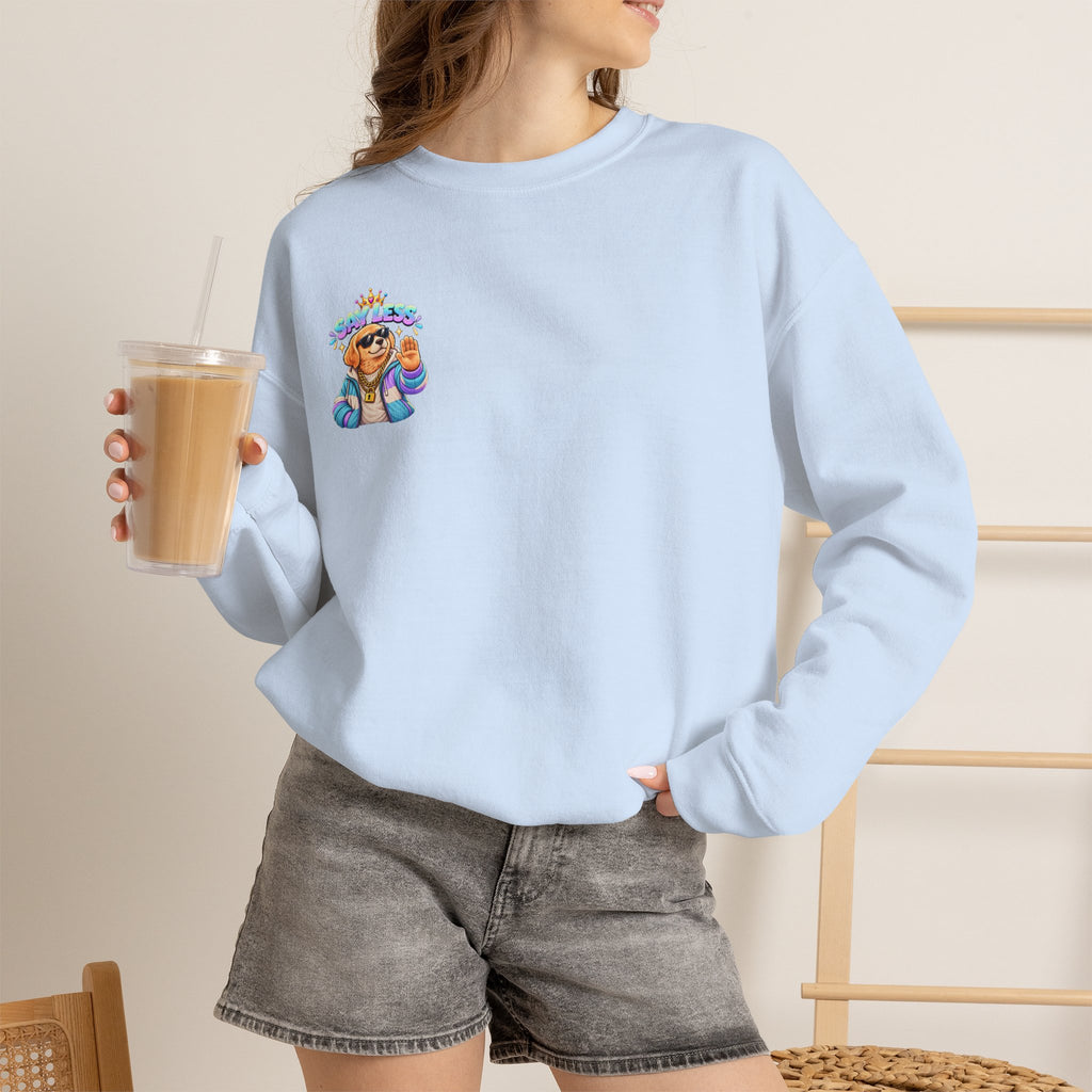 Crewneck Sweatshirt - Colorful Girl with Flower Crown Graphic