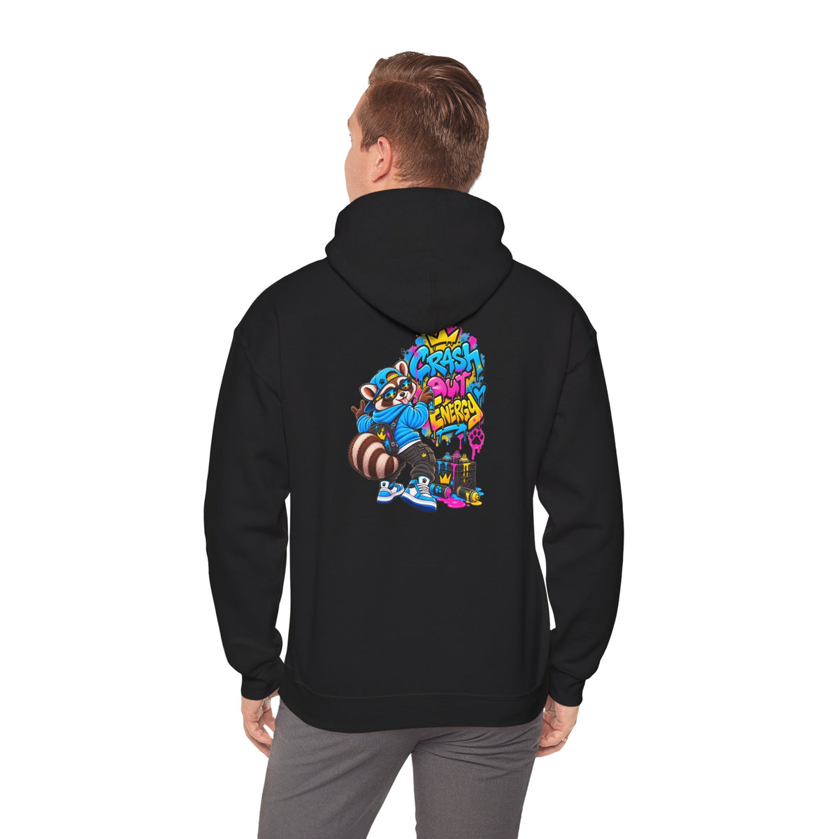Raccoon Street Art Hoodie – 'Bright Energy' Graffiti Graphic Sweatshirt