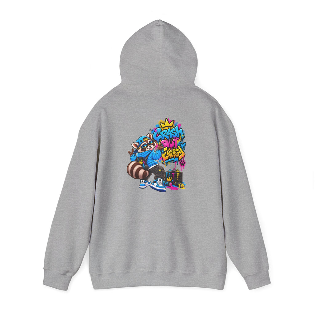 Raccoon Street Art Hoodie – 'Bright Energy' Graffiti Graphic Sweatshirt
