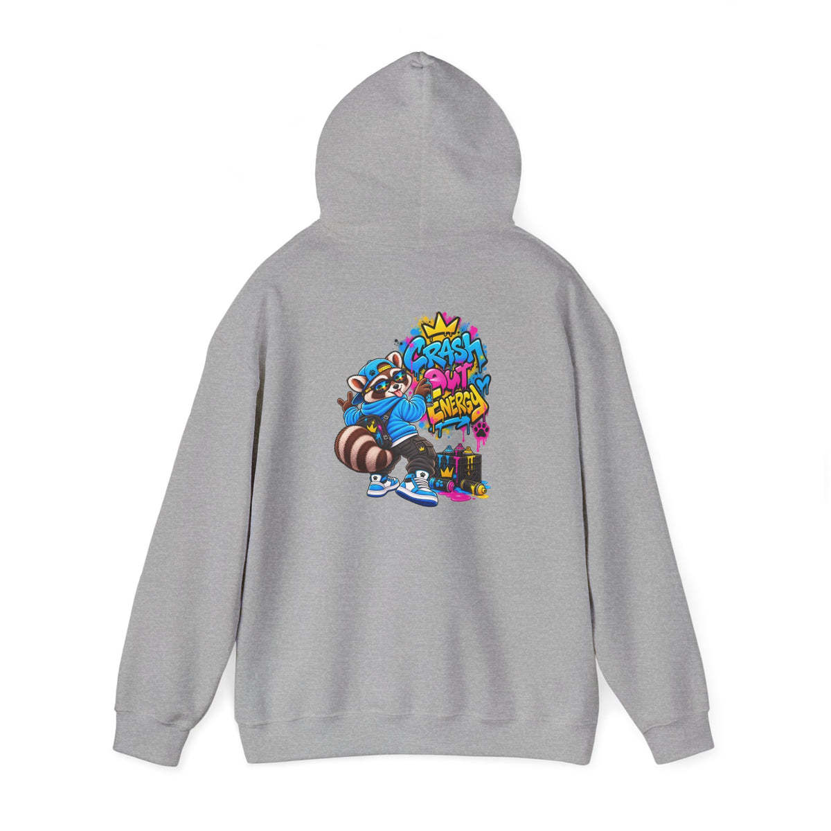 Raccoon Street Art Hoodie – 'Bright Energy' Graffiti Graphic Sweatshirt