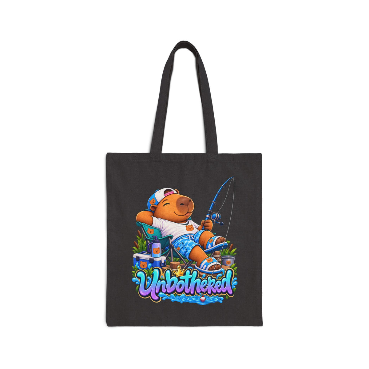 'Unbothered' Fishing Zenzo Capybara Cotton Canvas Tote