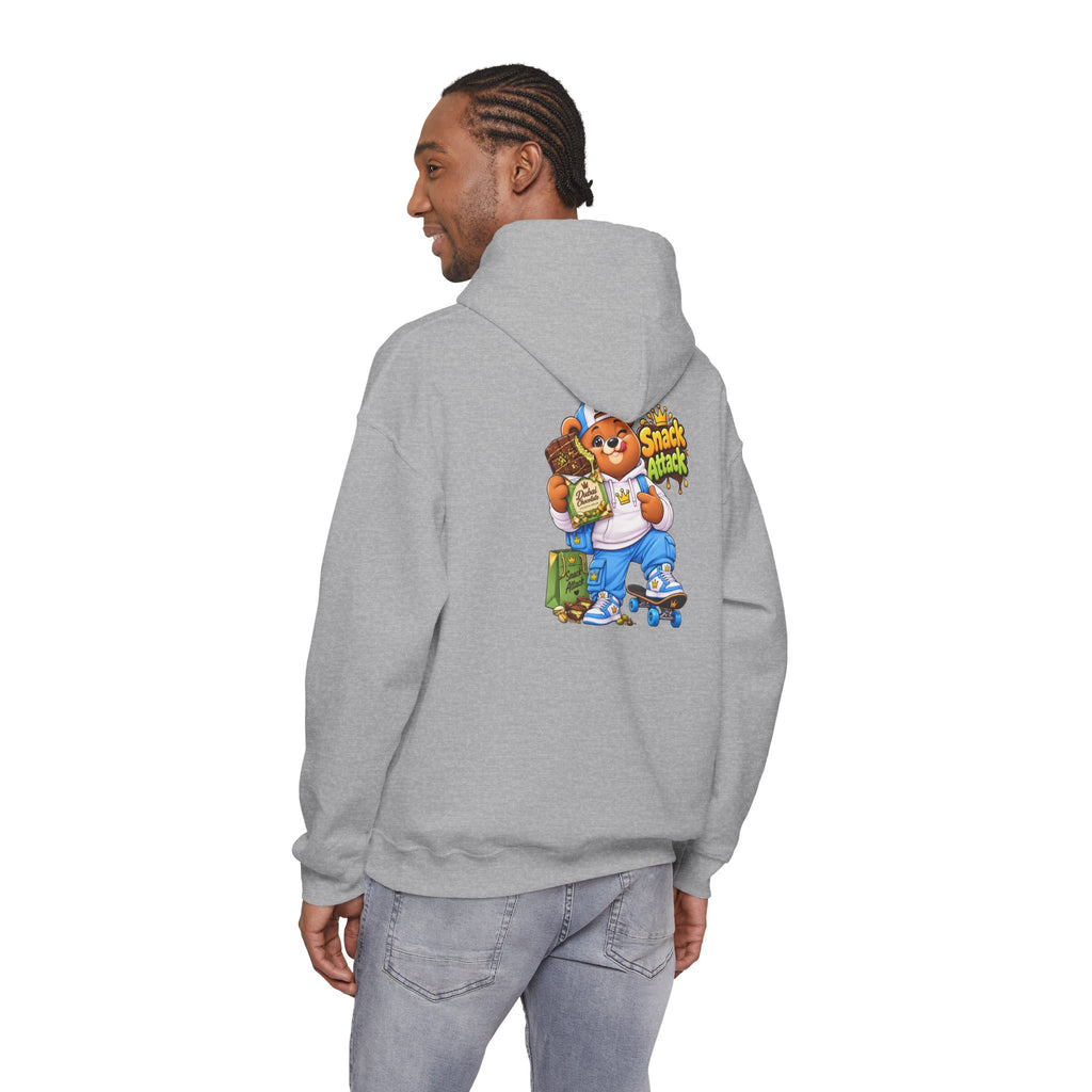 Snack Attack Hoodie — Streetwear Cartoon Foodie Bear Graphic Hooded Sweatshirt