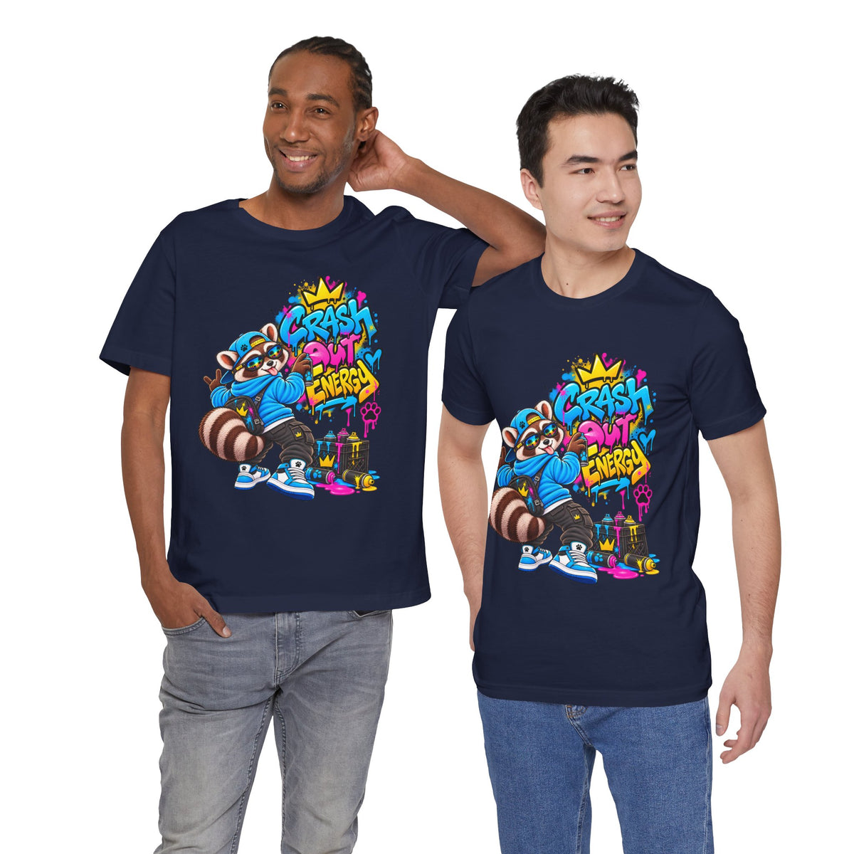 Graphic Tee — 'Crash Out Energy' Streetwear Raccoon Graffiti Shirt