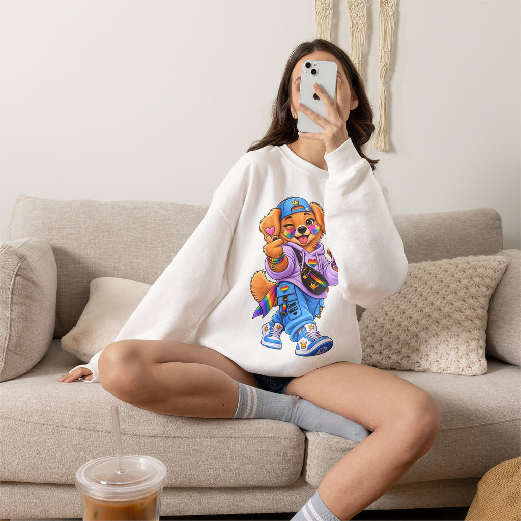 Cute Big Personality Hip-Hop Dog Crewneck Sweatshirt