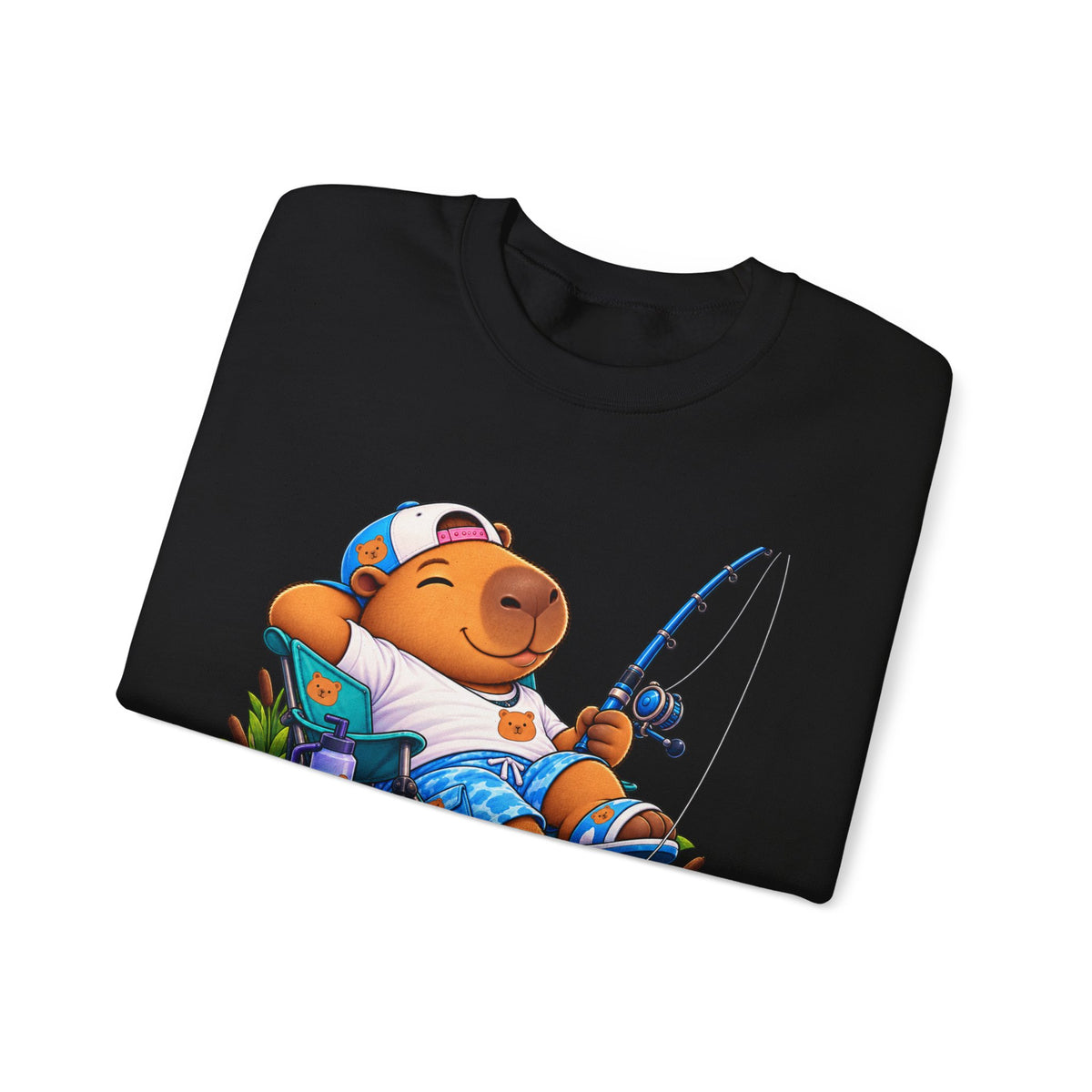 Unbothered Fishing Capybara Crewneck Sweatshirt